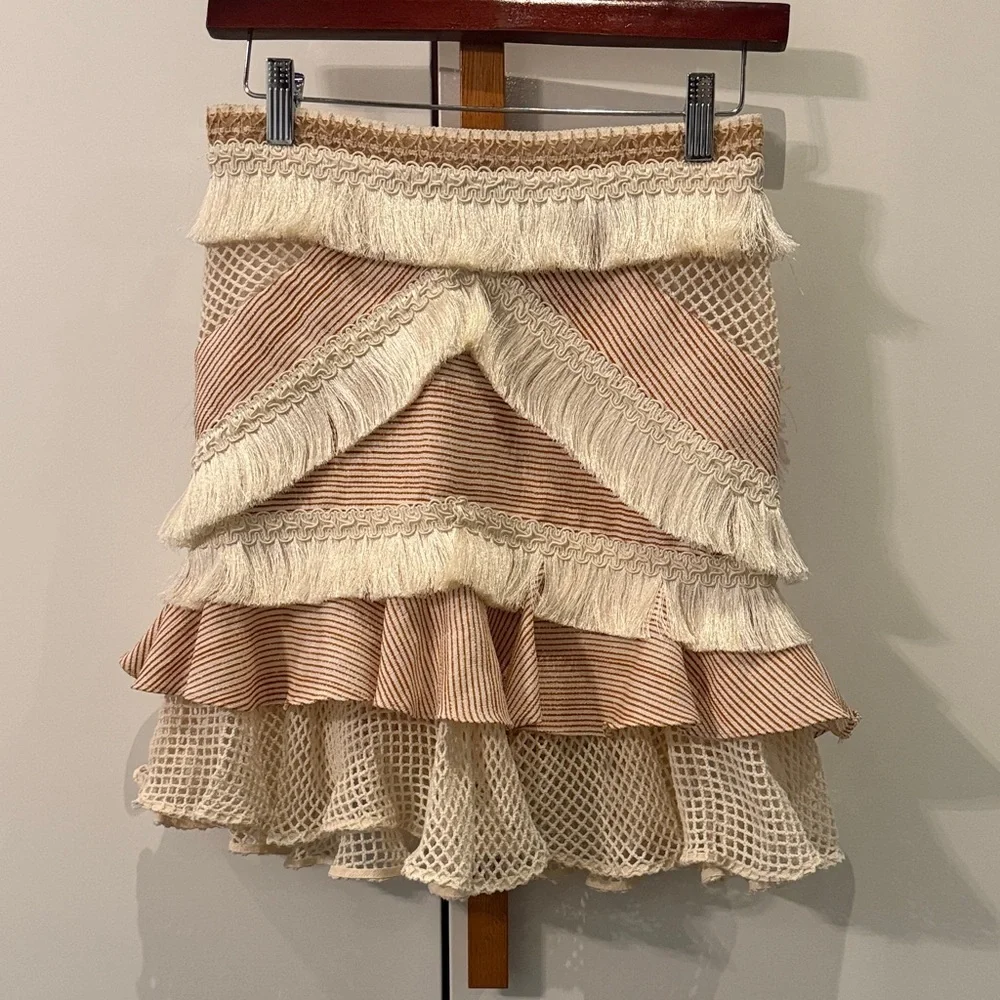 PatBo Cream and Tan Layered Skirt - Picture 2 of 3